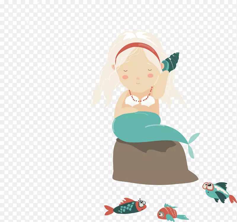 矢量图坐在岩石上的美人鱼