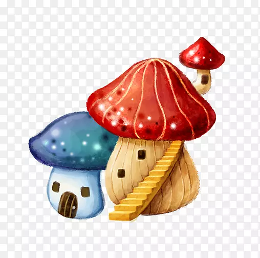 手绘的蘑菇屋装饰