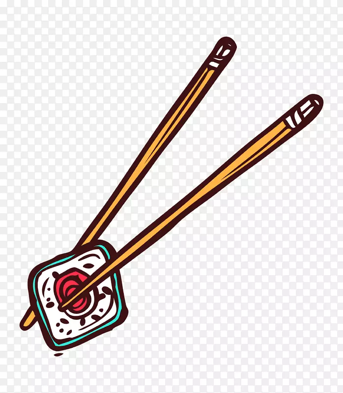 水彩卡通筷子免抠图
