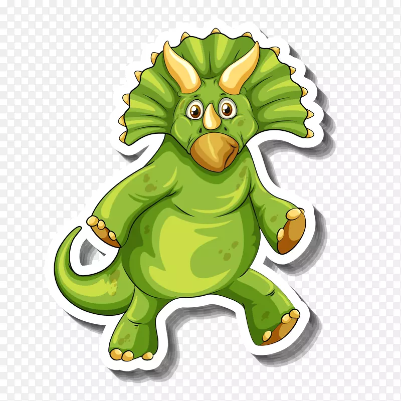 绿色的卡通小恐龙标签设计