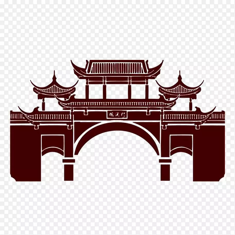 中国风古代门手绘
