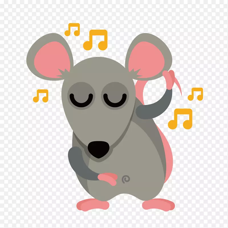 可爱老鼠听音乐图案