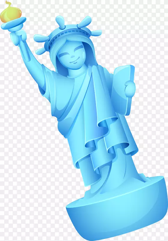 蓝色卡通自由女神像