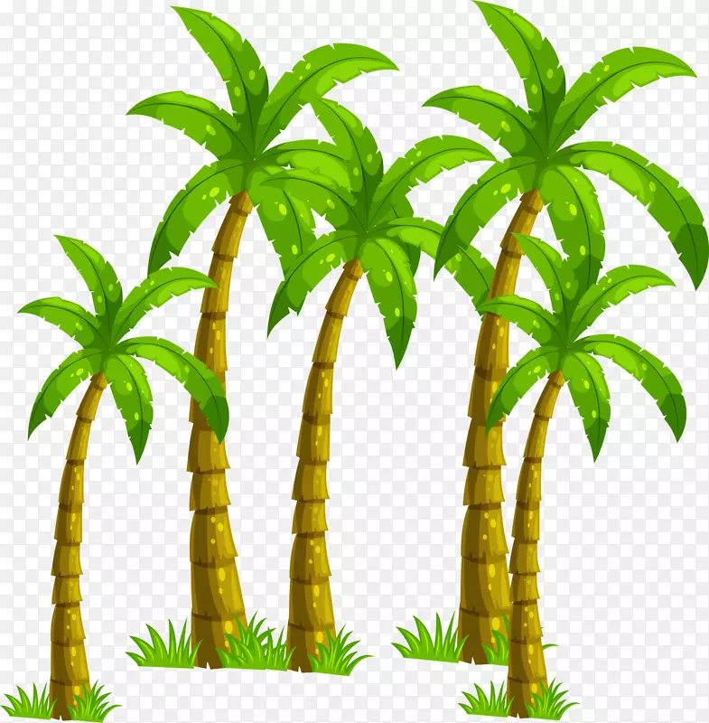 绿色卡通椰树