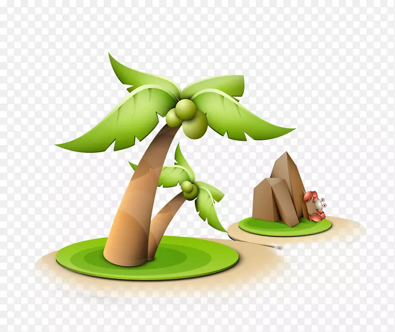 卡通绿色椰树