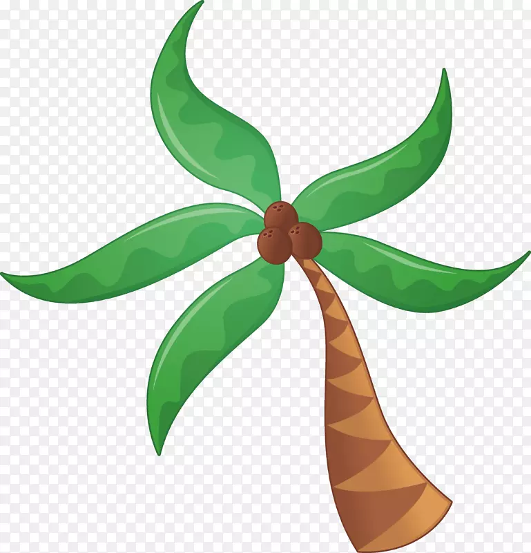 手绘卡通海岛椰树矢量素材