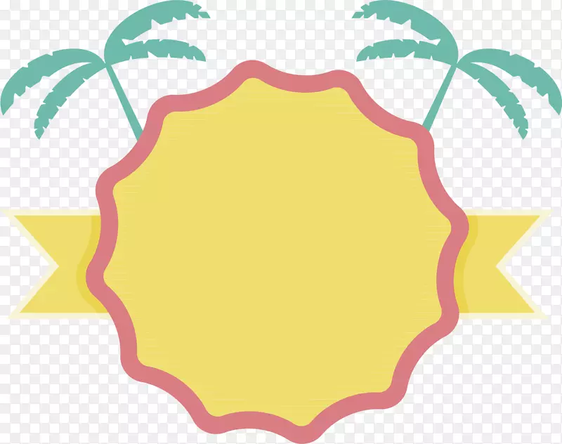 清新夏日彩带椰树图标促销矢量素