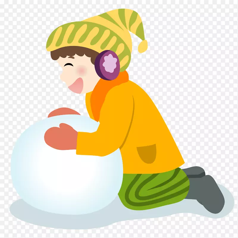 滚雪球的卡通人物矢量图