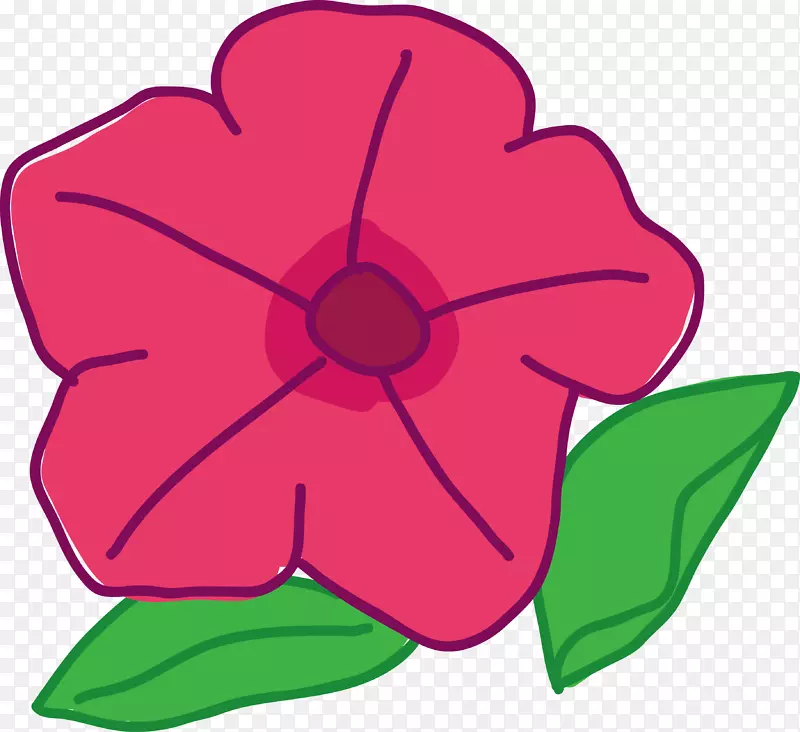 手绘红花朵素描红花