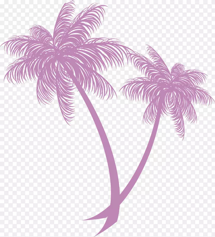 手绘紫色椰树图案