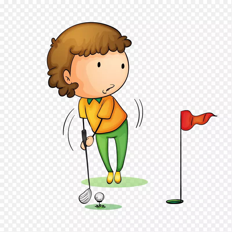 彩色手绘高尔夫运动元素