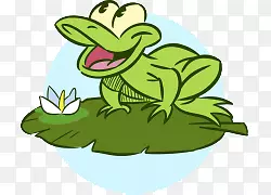 卡通手绘荷叶上的青蛙