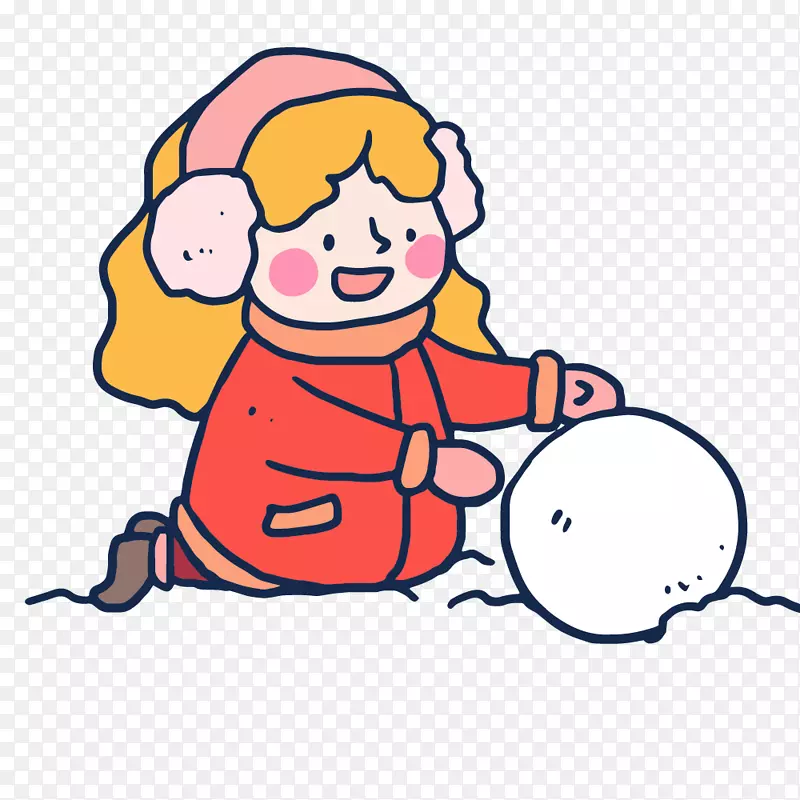玩雪球的小女孩