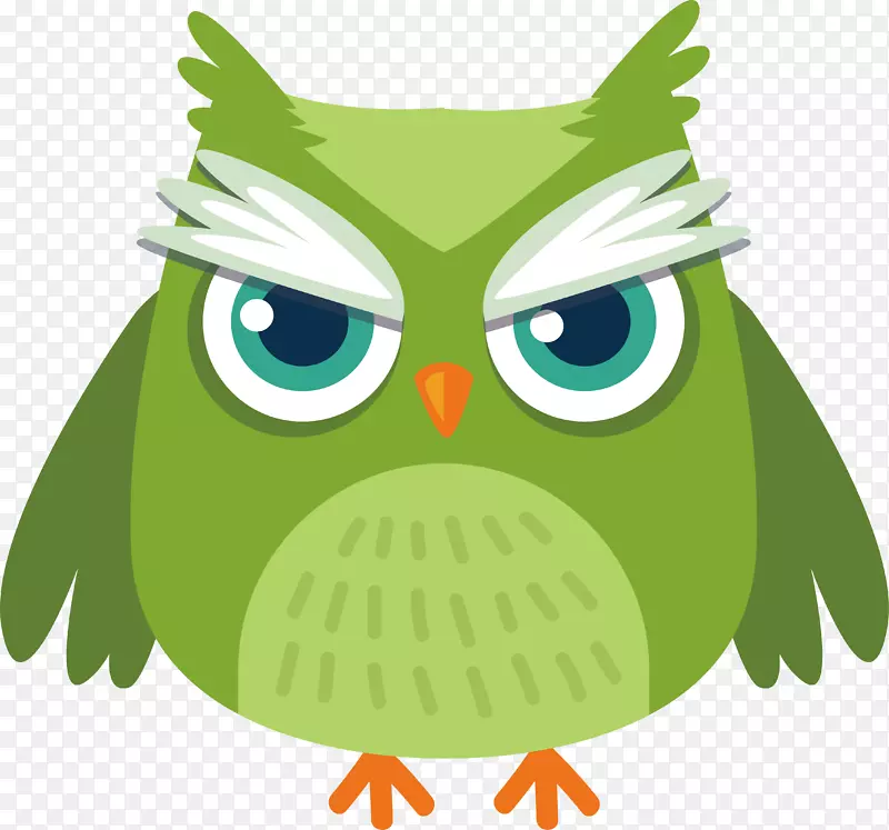 绿色愤怒的小鹰插画