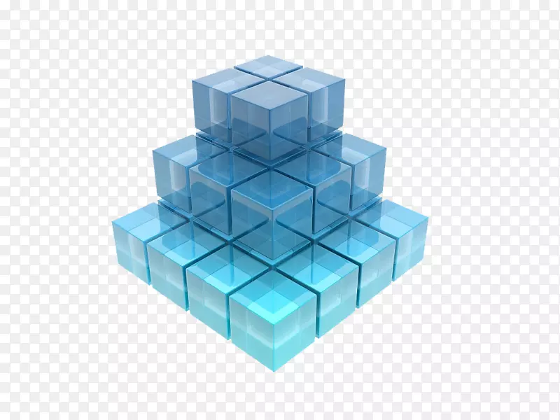 三维图形 透明蓝色 玻璃格子