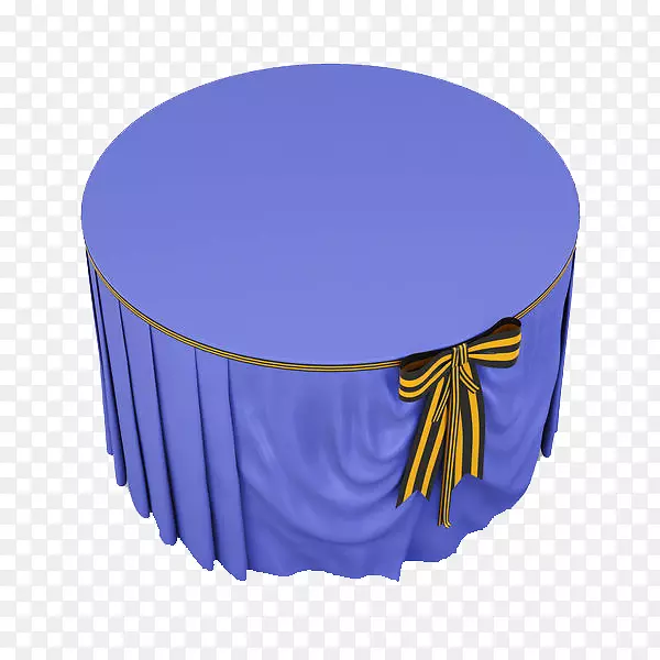 铺在桌面上的蓝色桌布