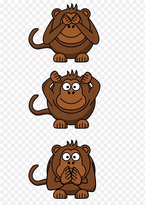 三只猴子免抠素材