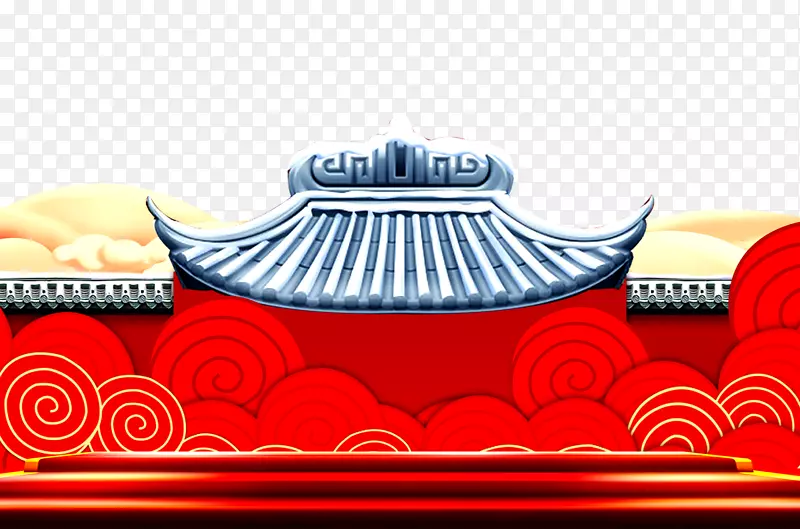 中国风卡通元旦迎新年元素