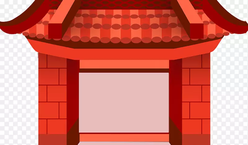 春节红色房屋大门