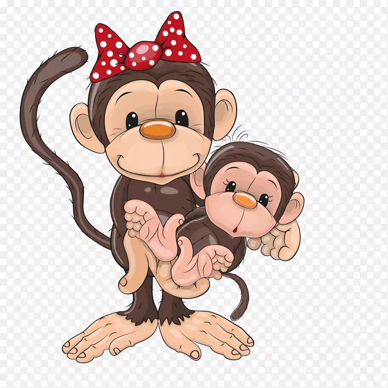 卡通可爱的猴子家庭设计