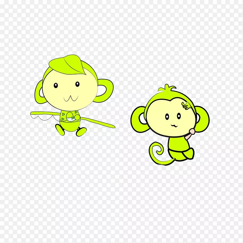 两只可爱的小猴子免抠素材