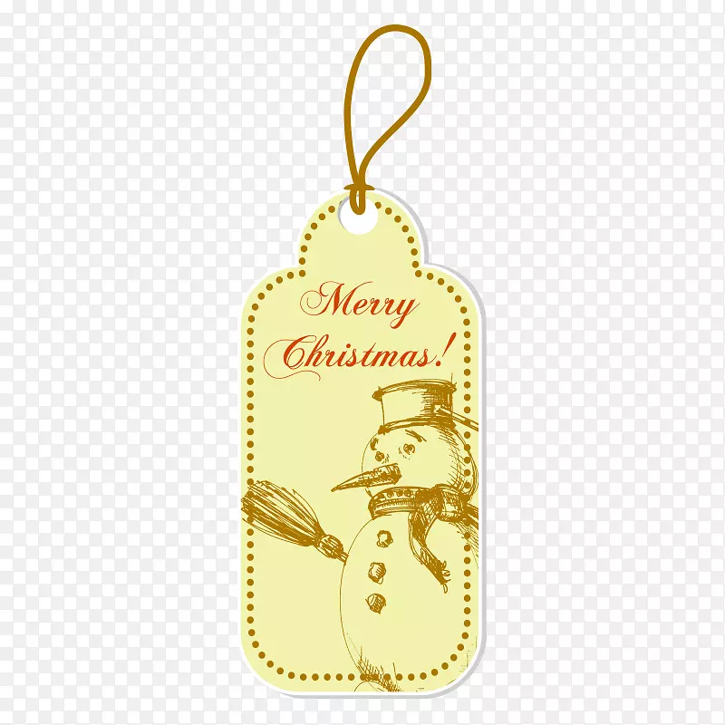 手绘圣诞节黄色吊牌装饰