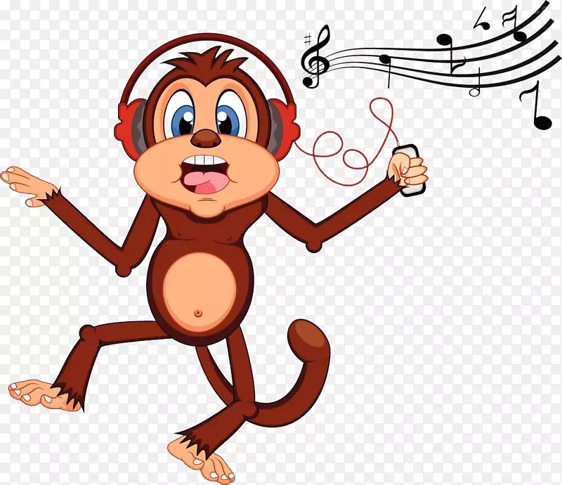 听音乐跳舞的猴子