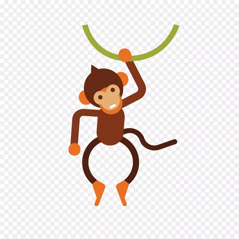 卡通扁平化猴子免抠素材