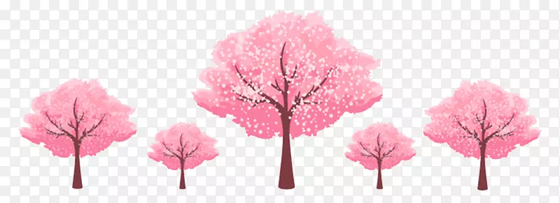 在风中摇曳的樱花树