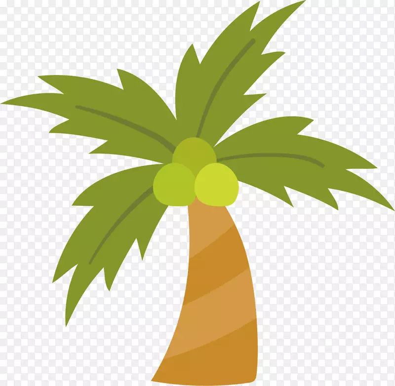矢量图绿色的椰子树