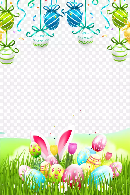 彩色卡通创意彩蛋复活节海报背景