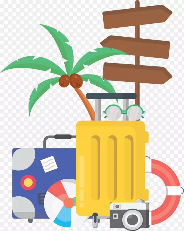 椰子树出行的行李箱