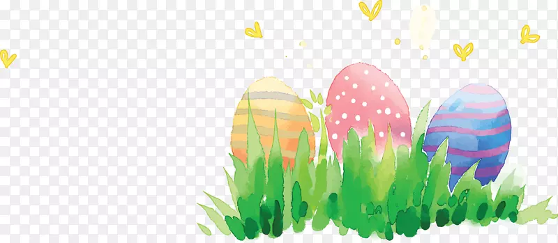 手绘草丛中的美丽彩蛋