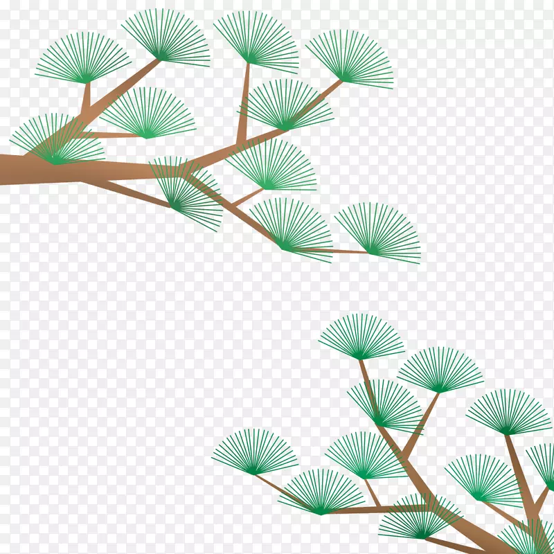 卡通绿色叶子树枝装饰