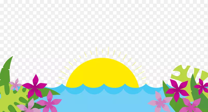 彩色夏威夷岛屿日落风景矢量图