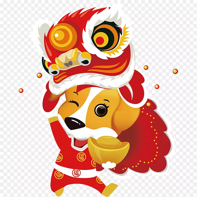 金狗舞狮节日元素
