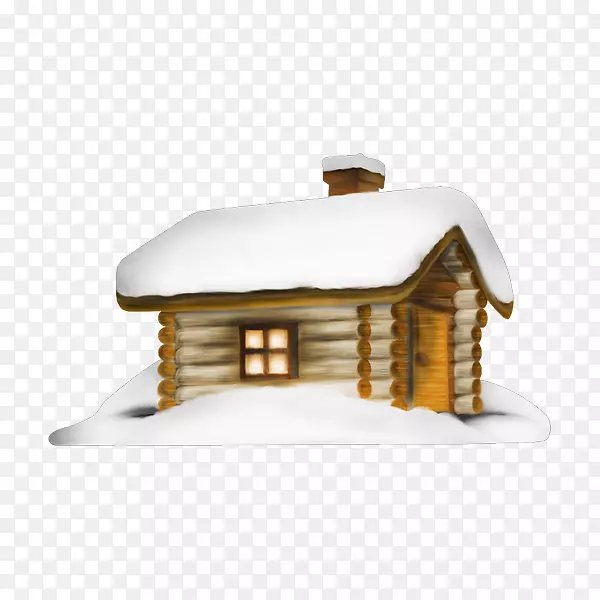 卡通手绘雪覆盖的房子