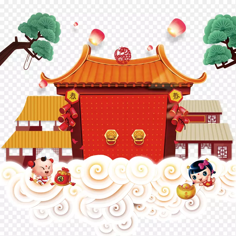 喜庆新年psd分层背景PNG图片素材下载_图片编号qkpkbwdy-免抠素材网