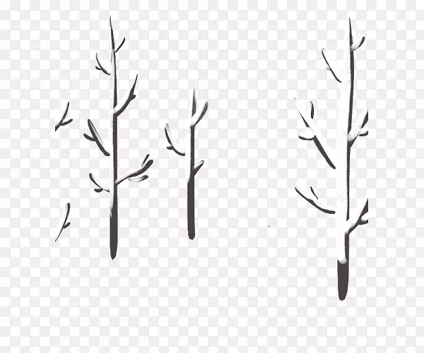 卡通手绘雪覆盖树枝