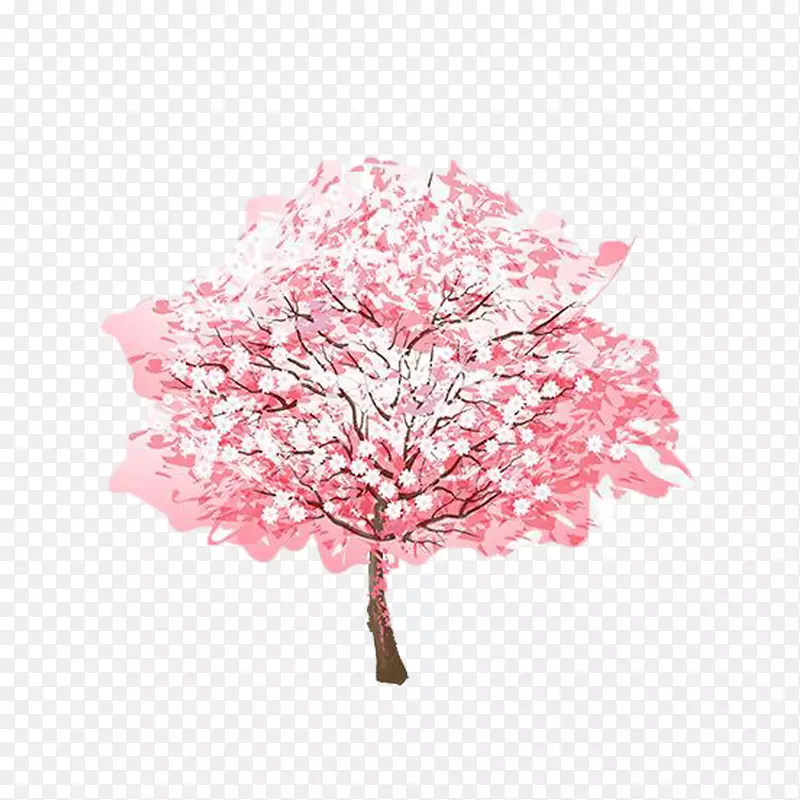 可爱手绘樱花树免扣素材