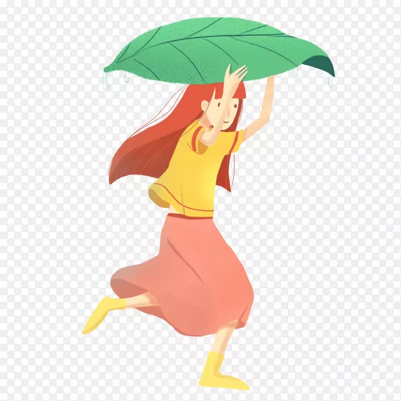 暖色少女雨中奔跑