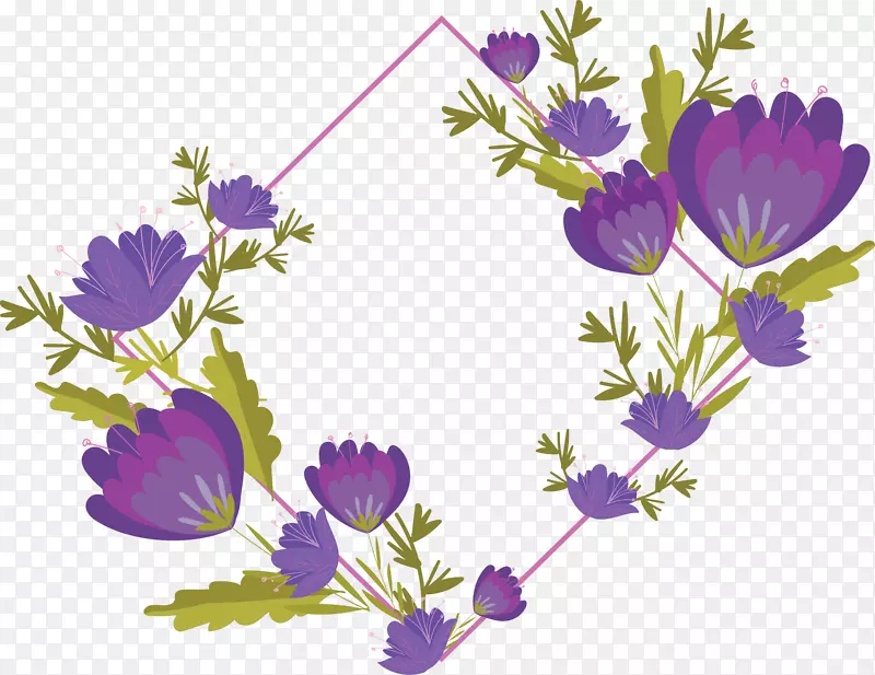 紫色卡通花朵花藤