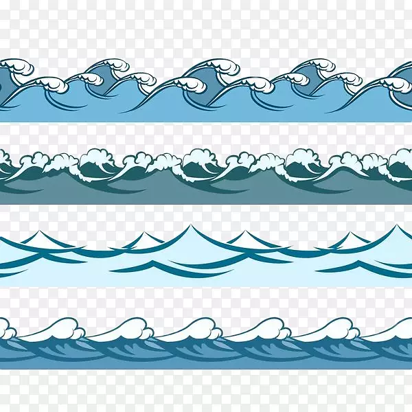 手绘蓝色水波纹曲线装饰