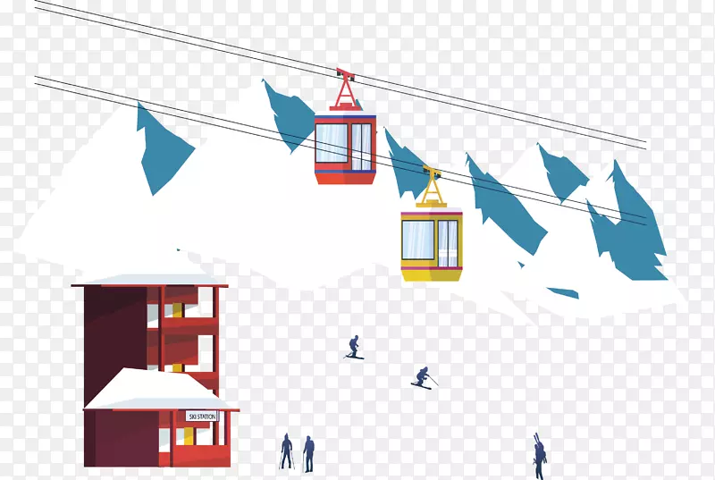 雪山滑雪中心缆车