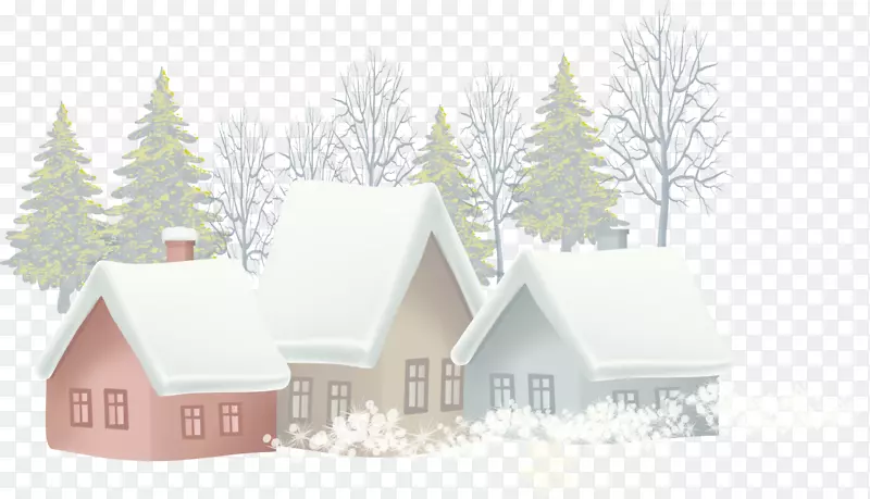 冬季多彩村庄房屋