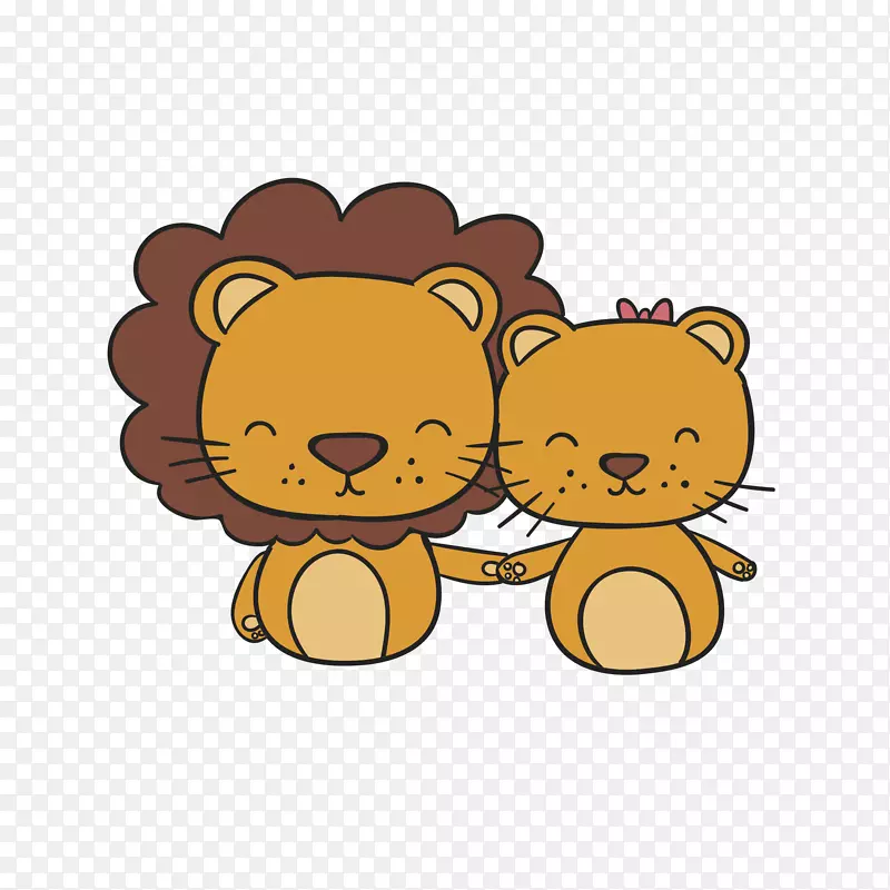 狮子卡通爱情动物免抠素材