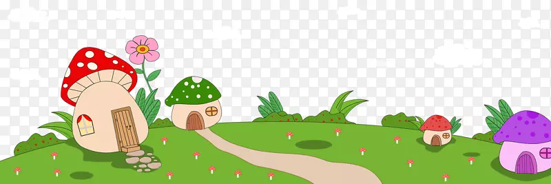 免抠卡通手绘绿色草地蘑菇装饰