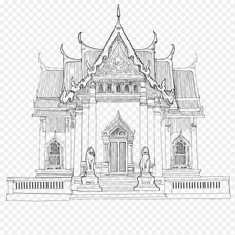 泰国传统建筑手绘
