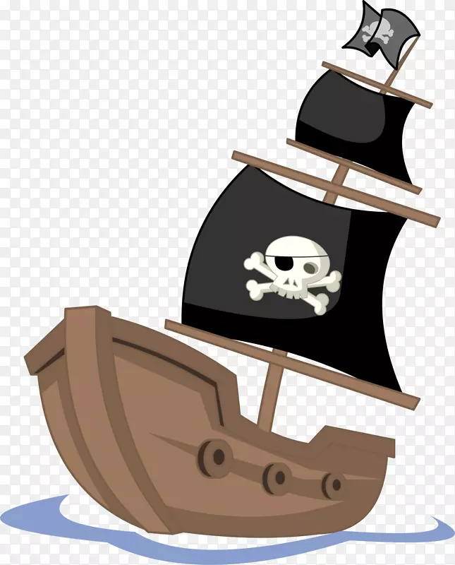 褐色卡通海盗船