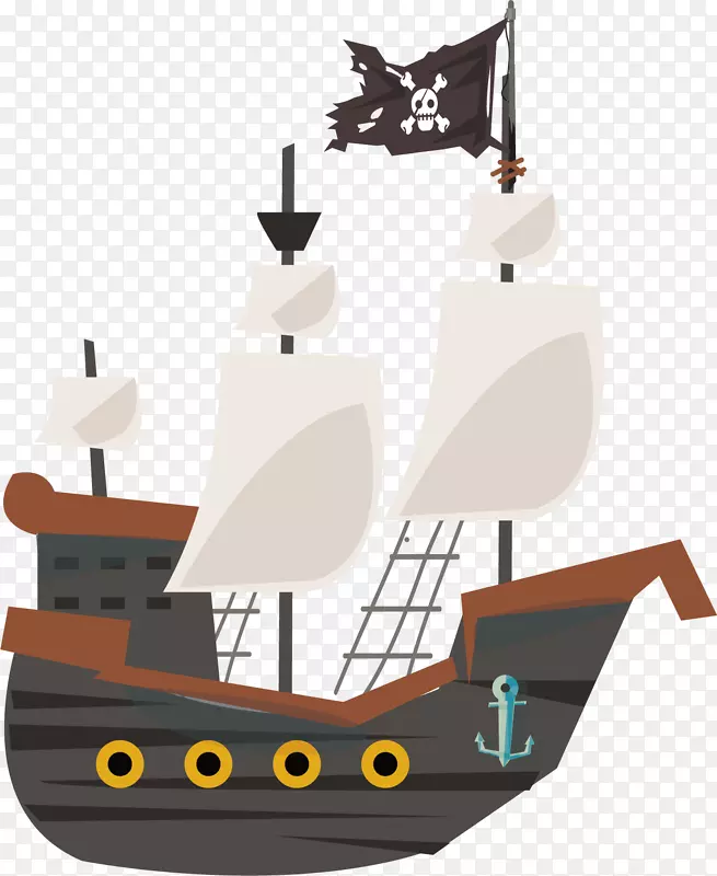 矢量图扬帆起航的海盗船